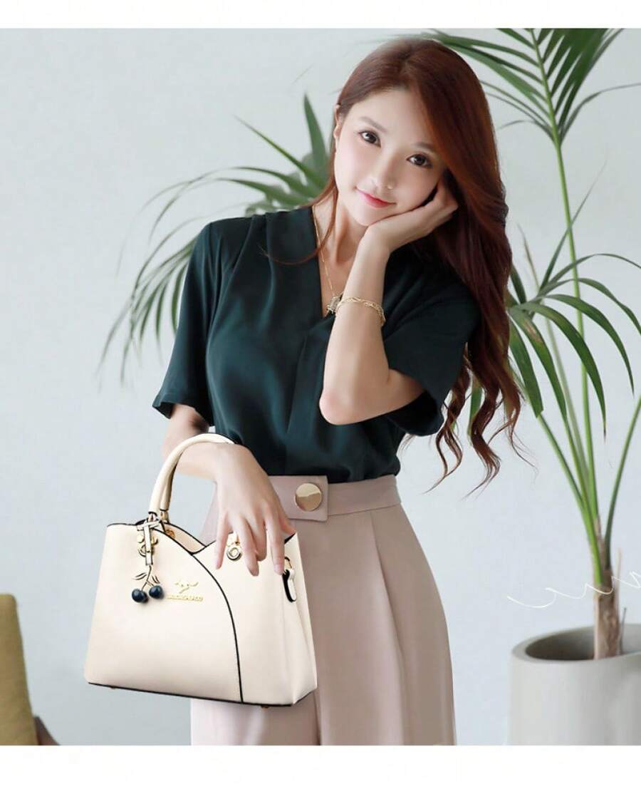 2025 Spring/Summer New Women's Bag, Patchwork Geometric Elements Versatile Large Capacity Women's Shoulder Bag, Simple Handbag Mom Bag