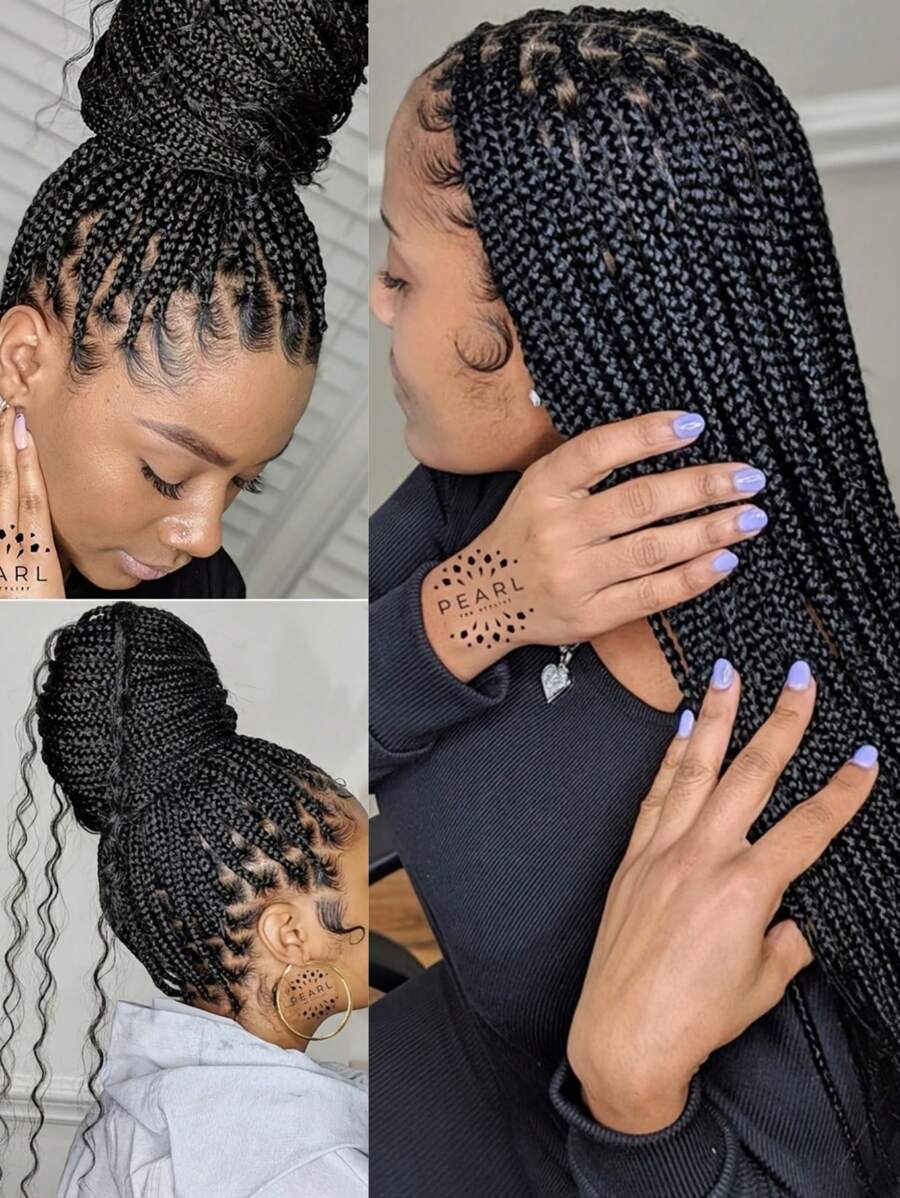 All Lace Versatile Black Box Braided Lace Front Wig For Women , High-Density Synthetic Hair, Perfect For Casual Attire