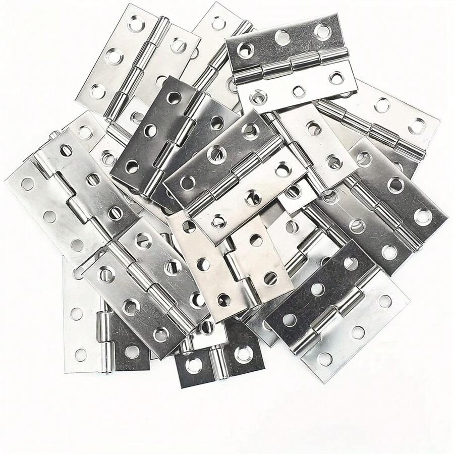 20pcs 2-Inch Stainless Steel Folding Hinges, Window Hinges, Suitable For Doors, Lids And Wooden Boxes, Silver Metal Hardware
