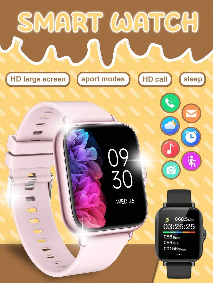1pc Smartwatch met siliconen band voor kinderen en tieners, kan bellen, accepteert sociale meldingen, is compatibel met iOS en Android, geweldig cadeau voor kinderen