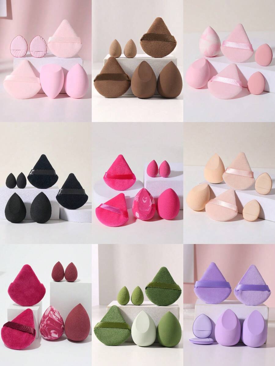6 Stück farbenfrohe, weiche, zum Berühren, Trocken- und Nassgebrauch Make-up Schwämme, Make-up Dreiecks-Puff, Mini Make-up Schwämme für Konturierung, Augen- und Eckenbereiche