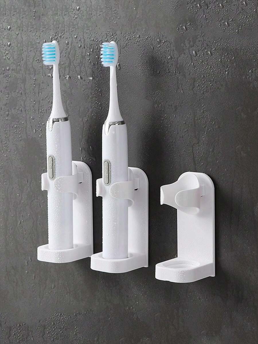 1/2 Piezas Soporte de pared para cepillo de dientes, Estante para cepillo de dientes eléctrico, Organizador de baño a prueba de agua sin taladro, Decoración del baño del hogar