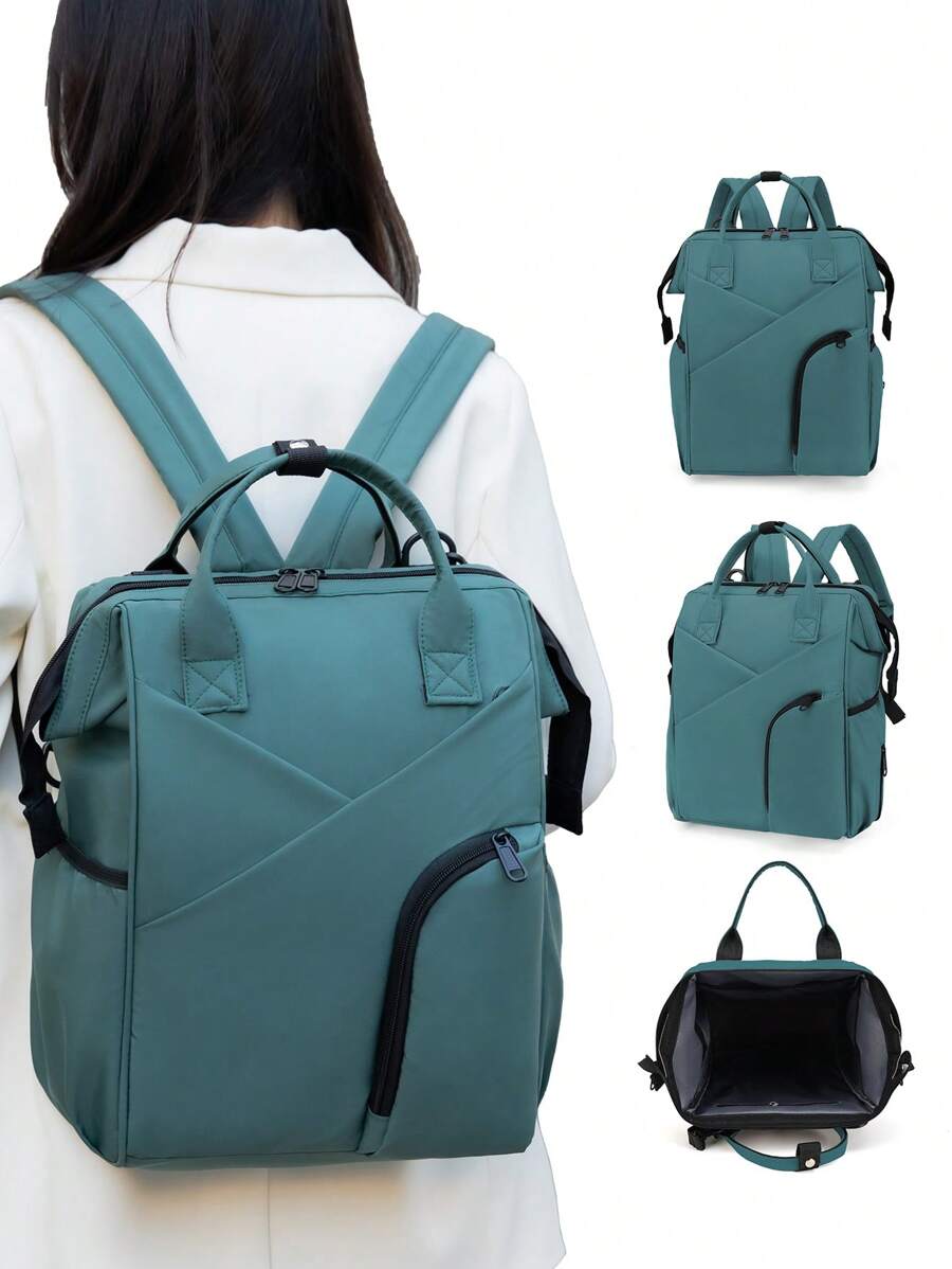 1 Piece Of Autumn And Winter New Solid Color Simple Atmosphere, Large Capacity Waterproof Backpack, Handbag Mommy Bag