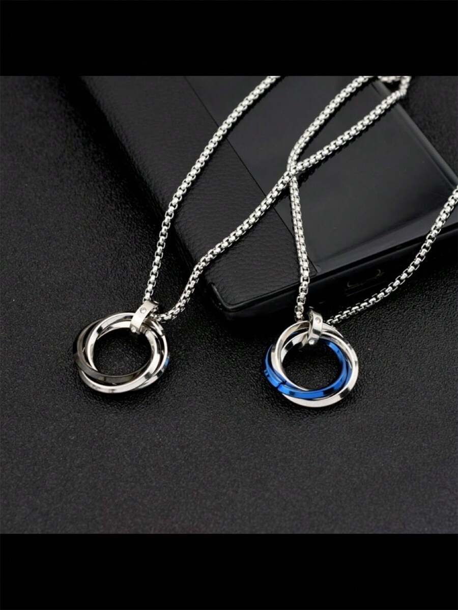 1pc 70cm Titanium Steel Unisex Crystal Decor Sweater Chain Necklace