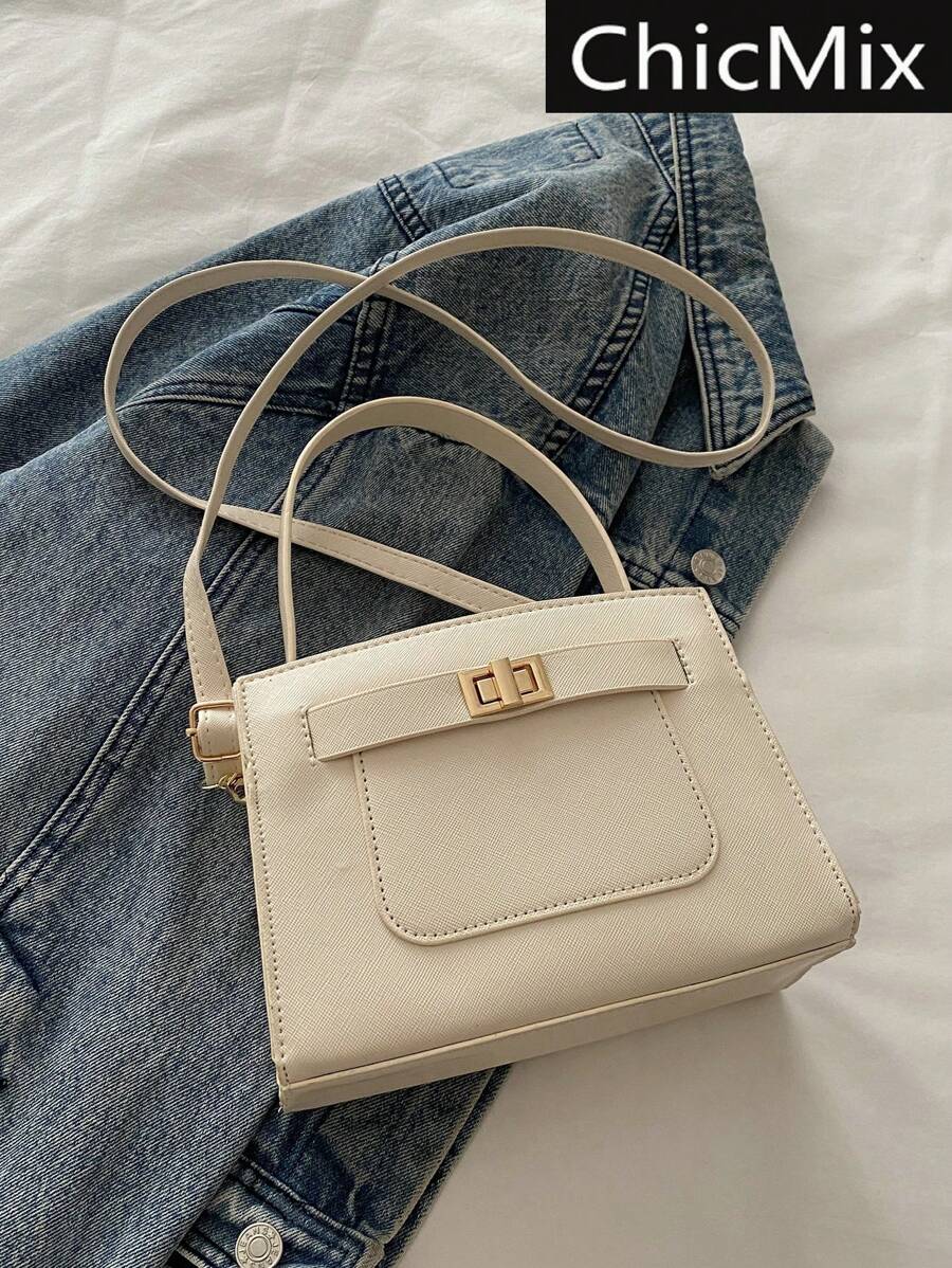 Bolso bandolera cuadrado de unicolor con bolsillo lateral y cierre, ideal para compras, carteras, compras, mujeres jóvenes, estudiantes universitarios, recién llegados y trabajadores de cuello blanco. Son muy adecuados para oficinas, universidades, trabajo, negocios, traslados, actividades al aire libre, viajes y salidas