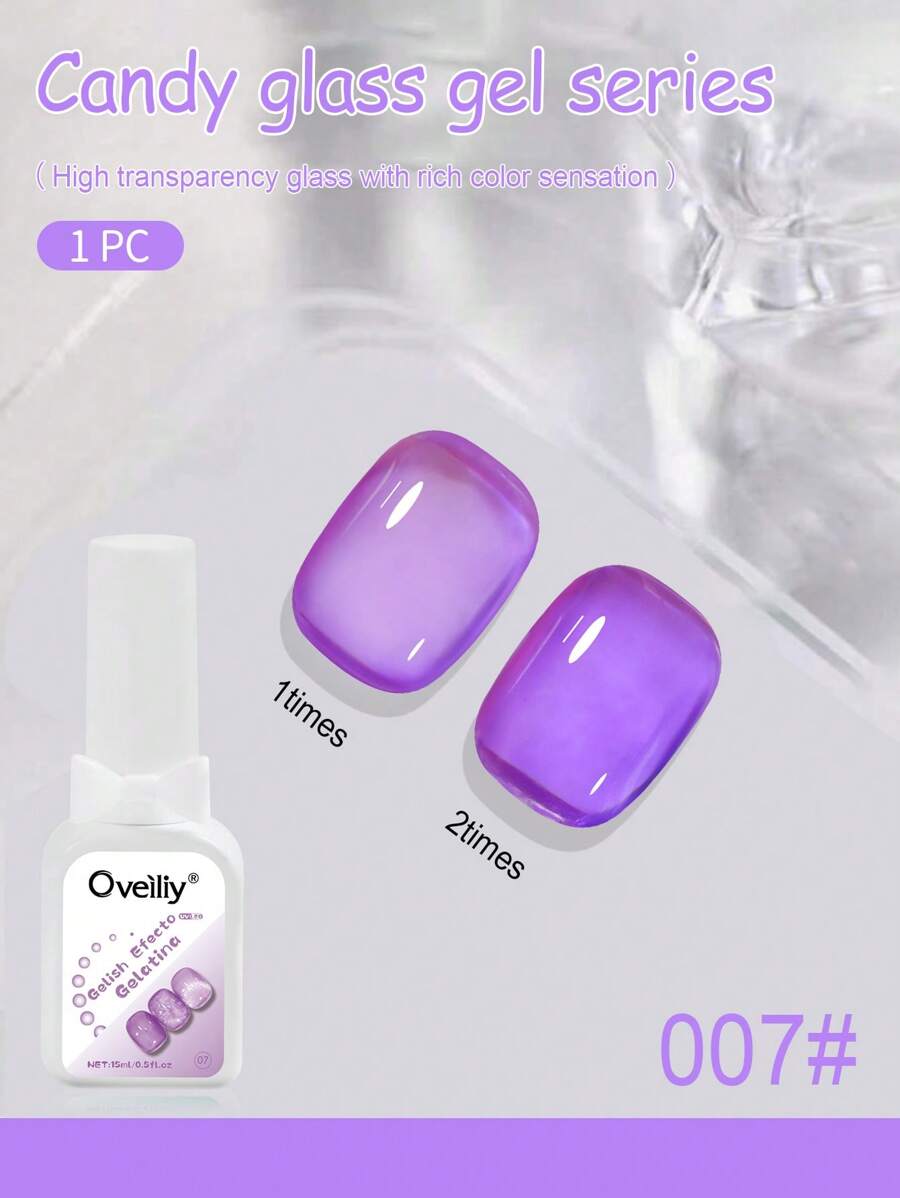 1pc 15ml Nail Dopamine Candy Glass Color Nail Polish Gel 2025 Hit Ice Transparent Sparkle, Special For Nail Art.