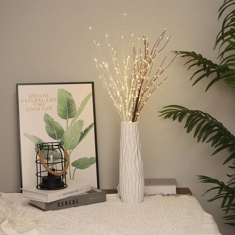 1 White Birch Branch Lamp, Tree Shaped Decorative Lamp, Fairy Lamp, Bright Willow Branch Home, Bedroom, Fireplace, Indoor And Outdoor Decoration
