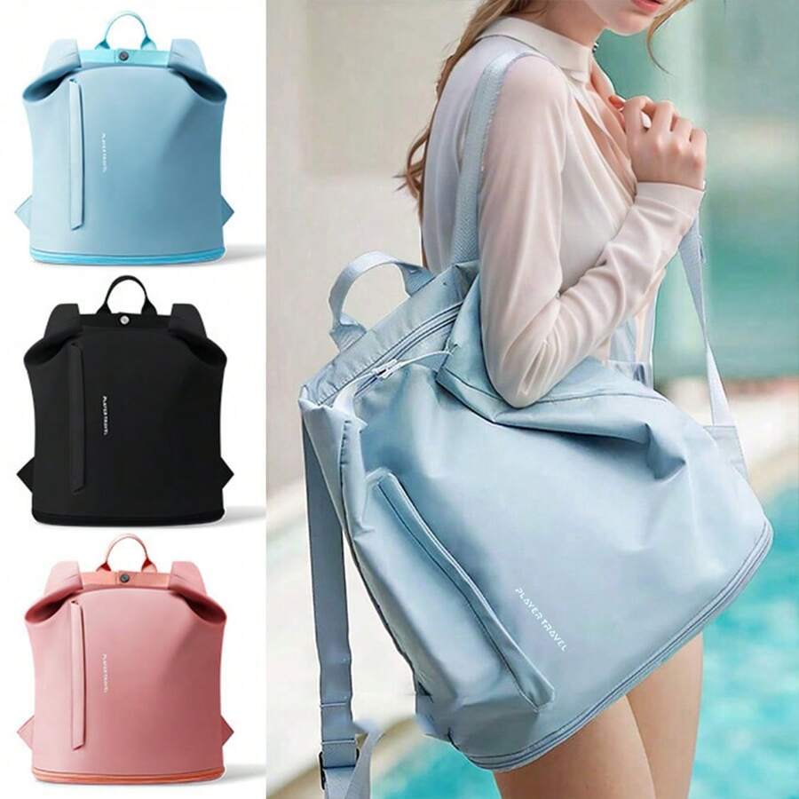 Bolsa de natação com armazenamento zoneado, mochila masculina/feminina, bolsa de praia separada para uso externo, bolsa organizadora de artigos de higiene pessoal à prova d'água para adultos, adequada para natação, fitness, ao ar livre