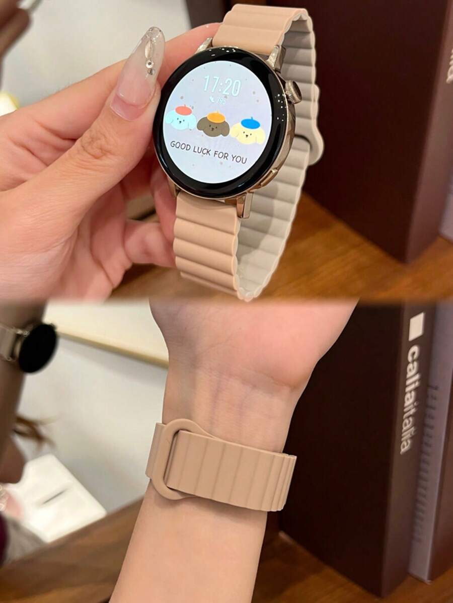 18mm 20mm 22mm Silicone Magnetic Strap Compatible With Samsung Galaxy Watch 3/4/5/6, GT4/3, Garmin, Amazfit