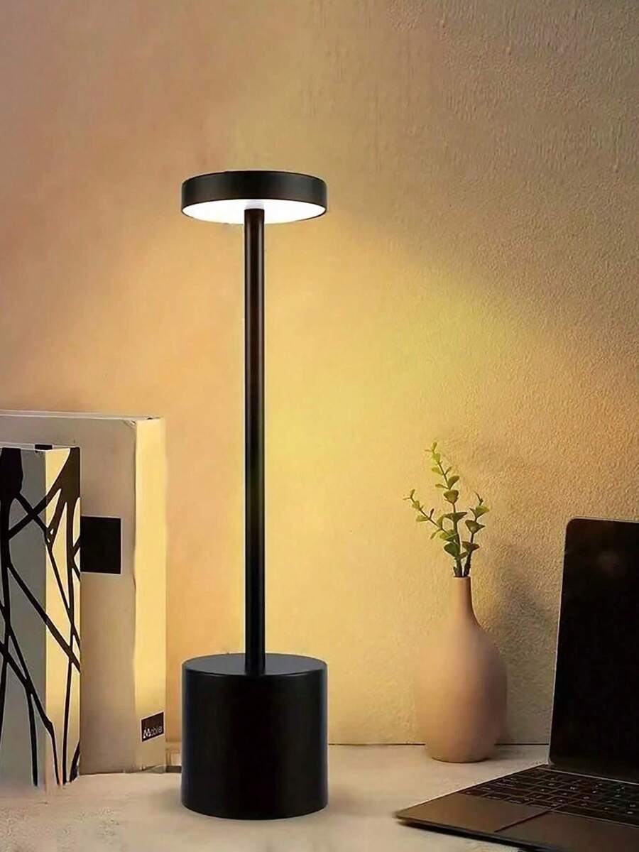 1 pieza Lámpara de escritorio LED regulable con control táctil moderno de metal, luz de ambiente inalámbrica y portátil, iluminación decorativa de sobremesa, mesilla de noche, bar, 3 modos de color, decoración del hogar para sala de estar y dormitorio