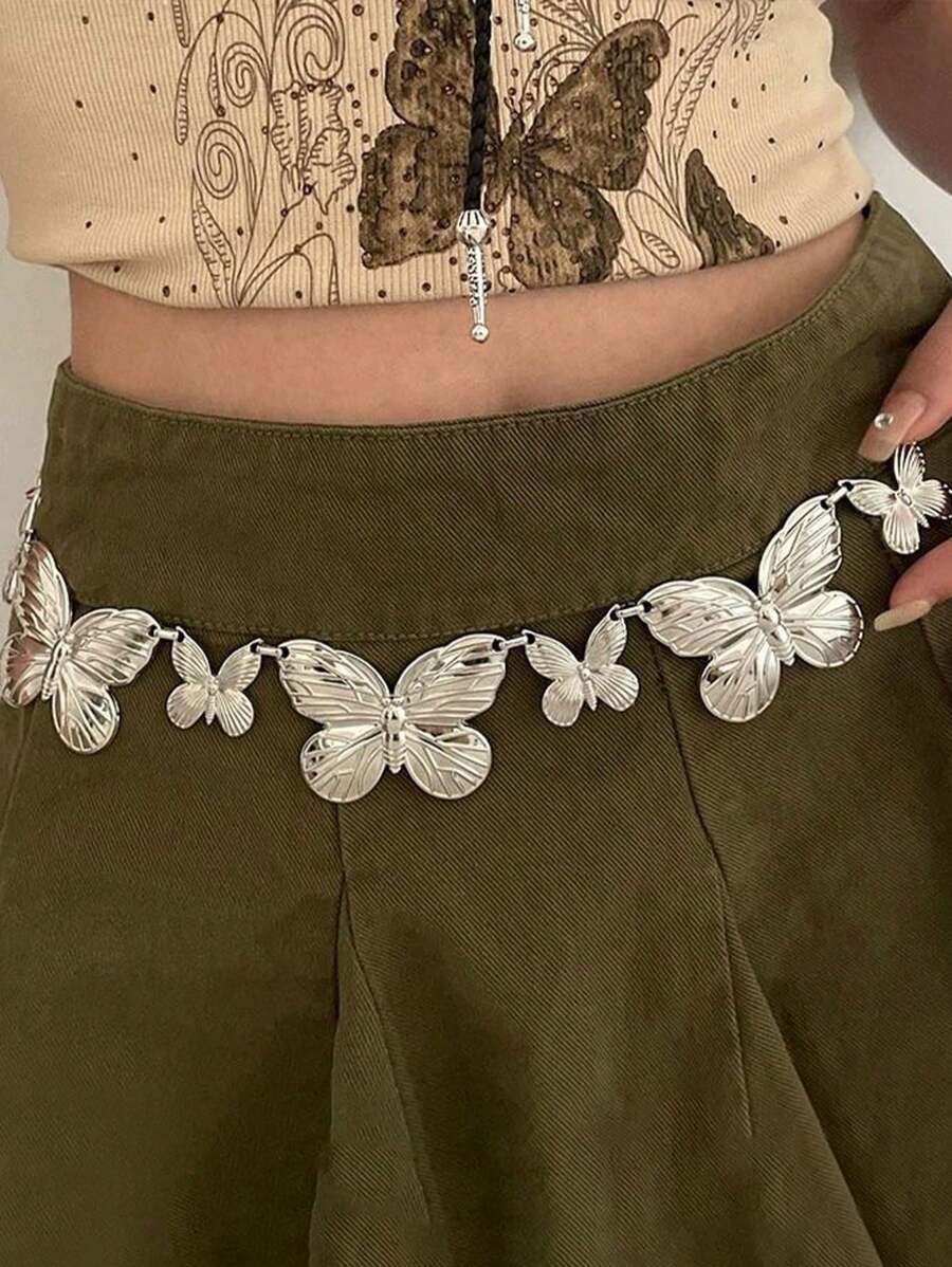 Retro Punk Butterfly Waist Chain Women's Fashion Creative Bikini Exaggerated Stripes Simple Waist Accessories
