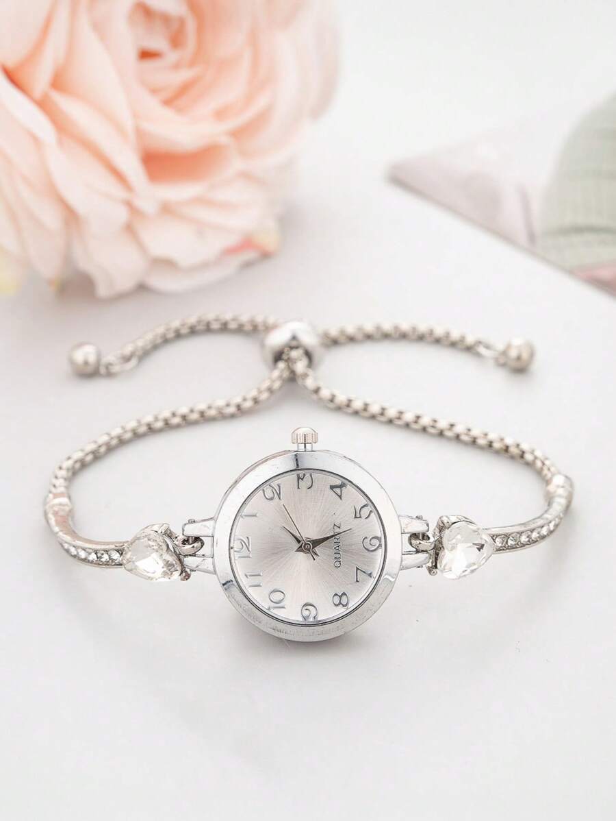 Relógio Pulseira Feminino de Moda Casual 2025 Nova Coleção, Mostrador Redondo Pequeno Fofo com Cristal Diamante, Pulseira de Cristal de Luxo Estilo Love, Relógio de Quartzo de Liga como Presente