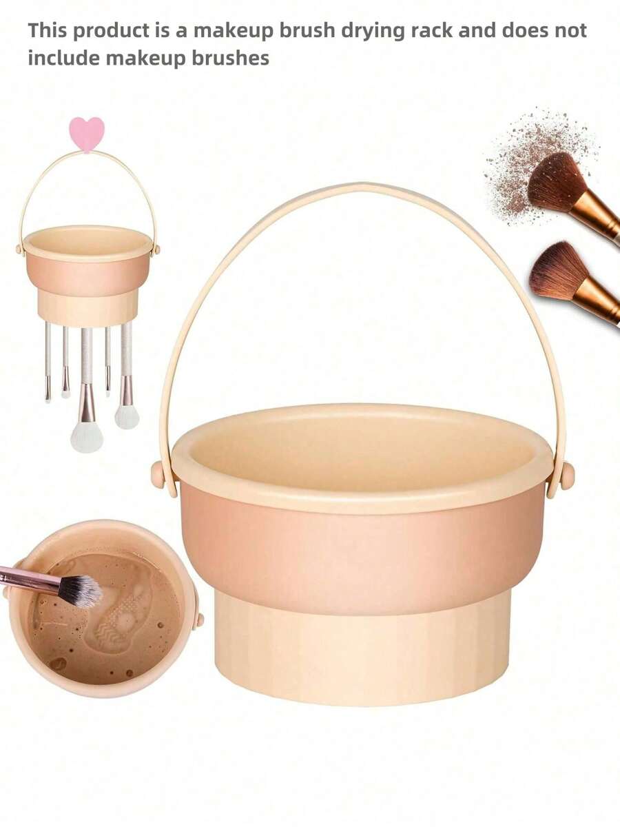 1pc Makeup Brush Cleaner Mat 3 In 1 Silicone Makeup Brush Cleaner Bowl Cosmetic Brushes Cleaning Tool Organizer For Storage And Air Dry,Clean Makeup Brush, Sponge, Powder Puff And Other Cleaners Makeup Tools Air Drying Rack