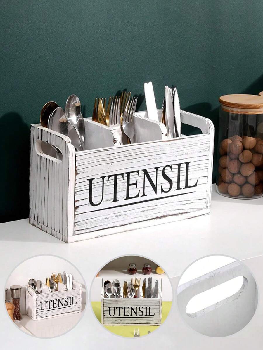 1pc Wooden Storage Box, Desktop Organizer Basket, Compartmentalized For Storing Coffee/Tea Bags, Remote Controls, Stationery, Suitable For Living Room, Bathroom And Office