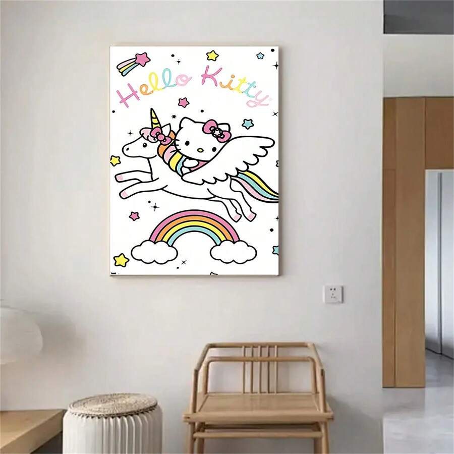 Sanrio 1PC Sheet Hello Kitty Poster Decorative Poster Single Art Print Poster Bedroom Living Room Kitchen Hallway Ideal Gift, Wall Art, Wall Decor, Fall Decor, Room Decor, Birthday Decor, Gift, Valentine's Day Gift,No Frame