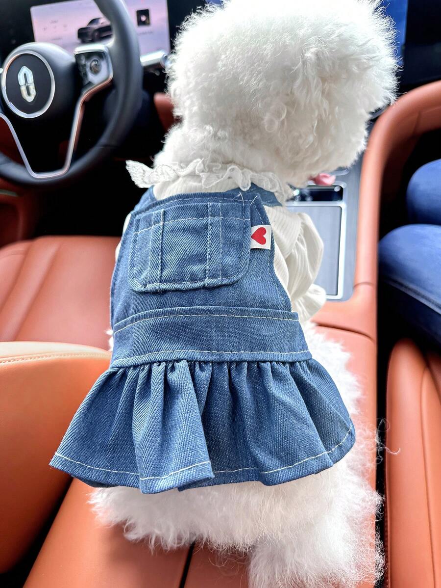 1 stuk huisdierenjurk, modieuze en schattige puppy-/kittenoutfit, comfortabel hartvormig ontwerp, geschikt voor kleine honden