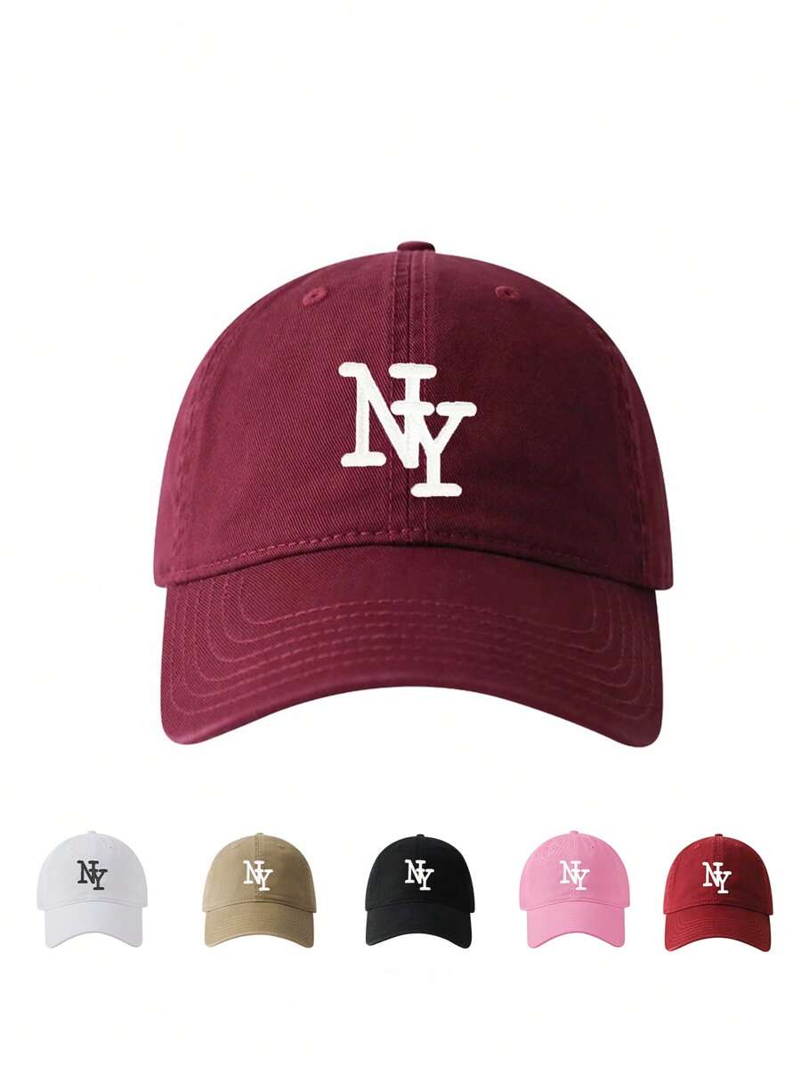 1pc Embroidered NY Letter Baseball Cap, Adjustable Outdoor Sun Hat, Suitable For Spring, Autumn, Travel, Beach, Y2K Style For Youth