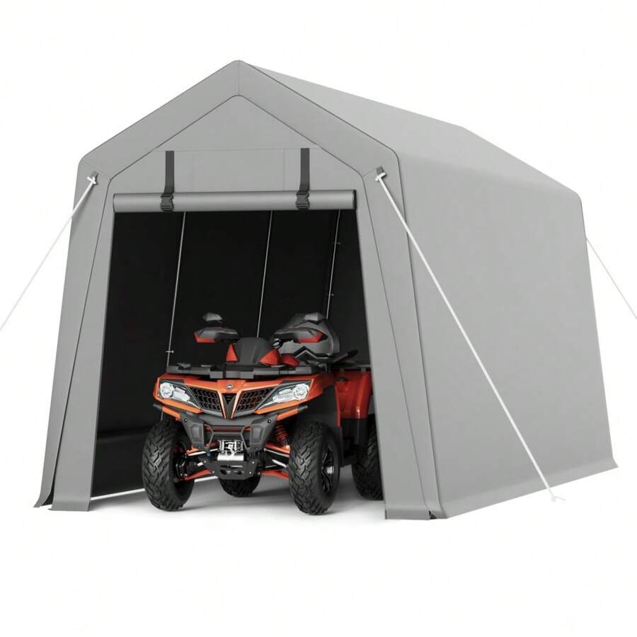 Danolapsi Motorcycle Storage Tent Shed,7'x10'Outdoor Portable Shed,Heavy Duty Storage Shelter With Rolled Up Zipper Door,Waterproof,Storage Tent Heavy Duty For Motorcycle Bike Garden Tools