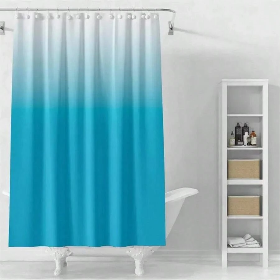 Gradient Color PEVA Shower Curtain Nordic Style Perforated Thickened Waterproof Moisture Proof And Mildew Proof Bathroom Curtain