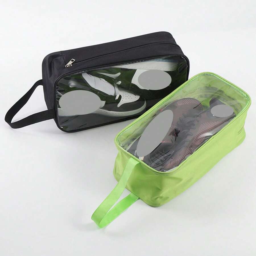 1PC Multi-Purpose Storage Bag, Transparent Shoe Box, Waterproof Portable Shoe Bag, Shoe Bag, Home Oxford Cloth Shoe Storage Bag, Cosmetics Storage Bag, Medication Storage Box, Toiletries Storage Bag, Candy Storage Bag. Multipurpose;Attention: The Color Of The Zipper Button Is Random
