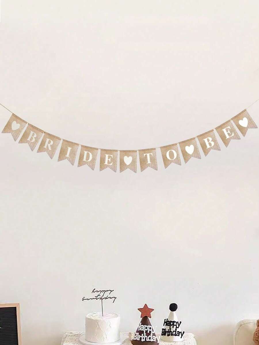 1 pièce Bannière en lin "BRIDE TO BE", décoration de mariage, décoration d'intérieur, bannière en lin brut convenant pour les fournitures de décoration de fête de mariage