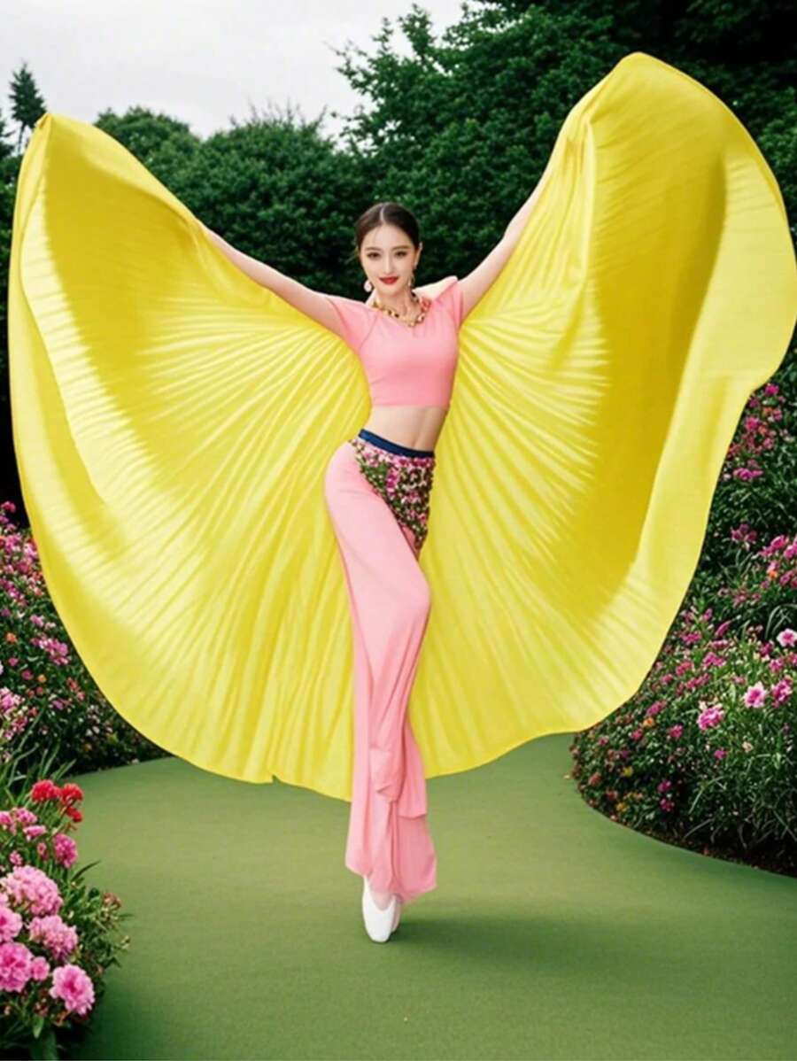 1pc Adult Belly Dance Wings, Dance Performance Cape/Prop Cape For Various Party Festival Performances/Does Not Include Telescopic Sticks
