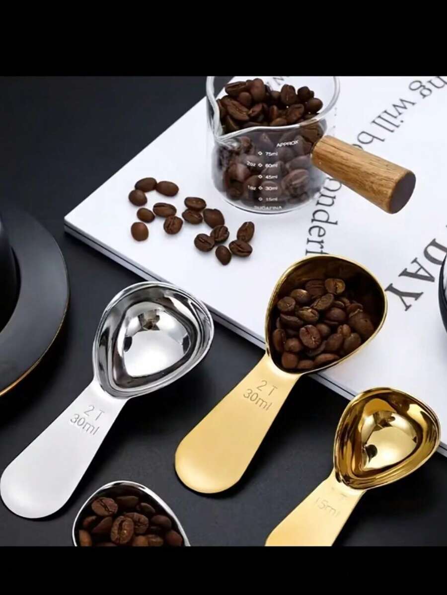 1 Stück Edelstahl Kaffeebohnen Messlöffel mit Skala, Backutensilie für Milchpulvermessung, Schulmaterial