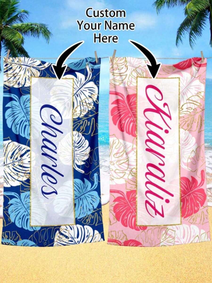 1 st gepersonaliseerde tekst aangepaste strandhanddoek, blad bedrukt strandhanddoek, super absorberende zwemhanddoek, comfortabele strandhanddoek, modieuze zwembadhanddoek, delicate yogamat, strandaccessoires, essentieel cadeau voor de feestdagen, meerdere maatopties, geschikt voor zwemmen, kamperen en reizen zomer, vakantie