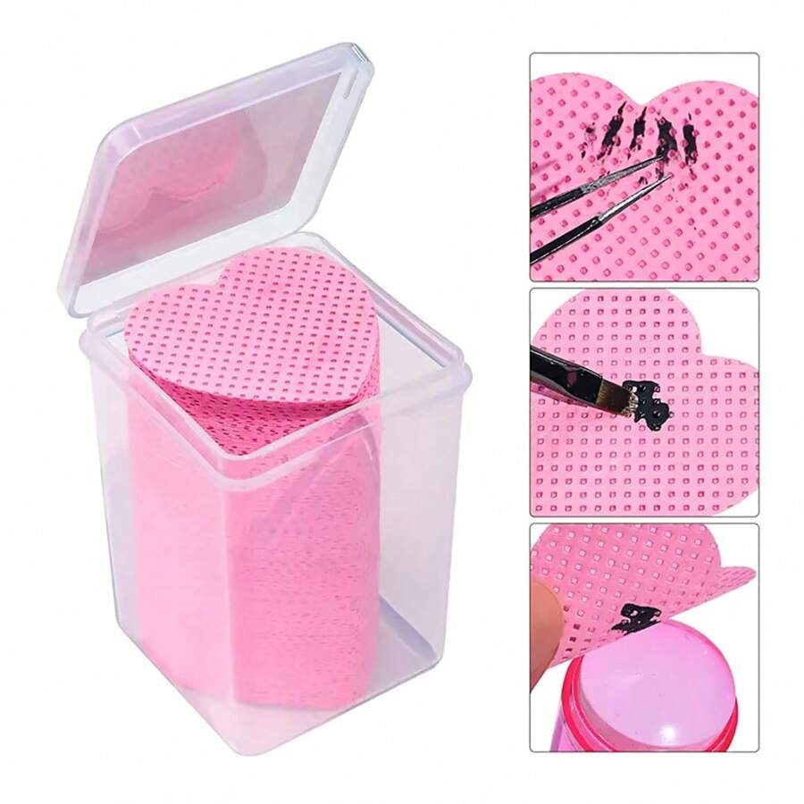 200 Pieces Pink Fuzz-Free Nail Polish Remover Pads With Heart-Shaped UV Gel Pen Tip Cleaner And Nail Art Cleaning Tools For Manicure