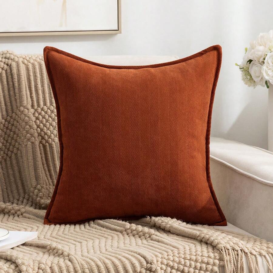 1pc Chenille Sierkussenhoes, Geschikt voor Woondecoratie, Woonkamer, Slaapkamer, Autostoel, Bank, Alle Seizoenen, Modern & Minimalistisch Design
