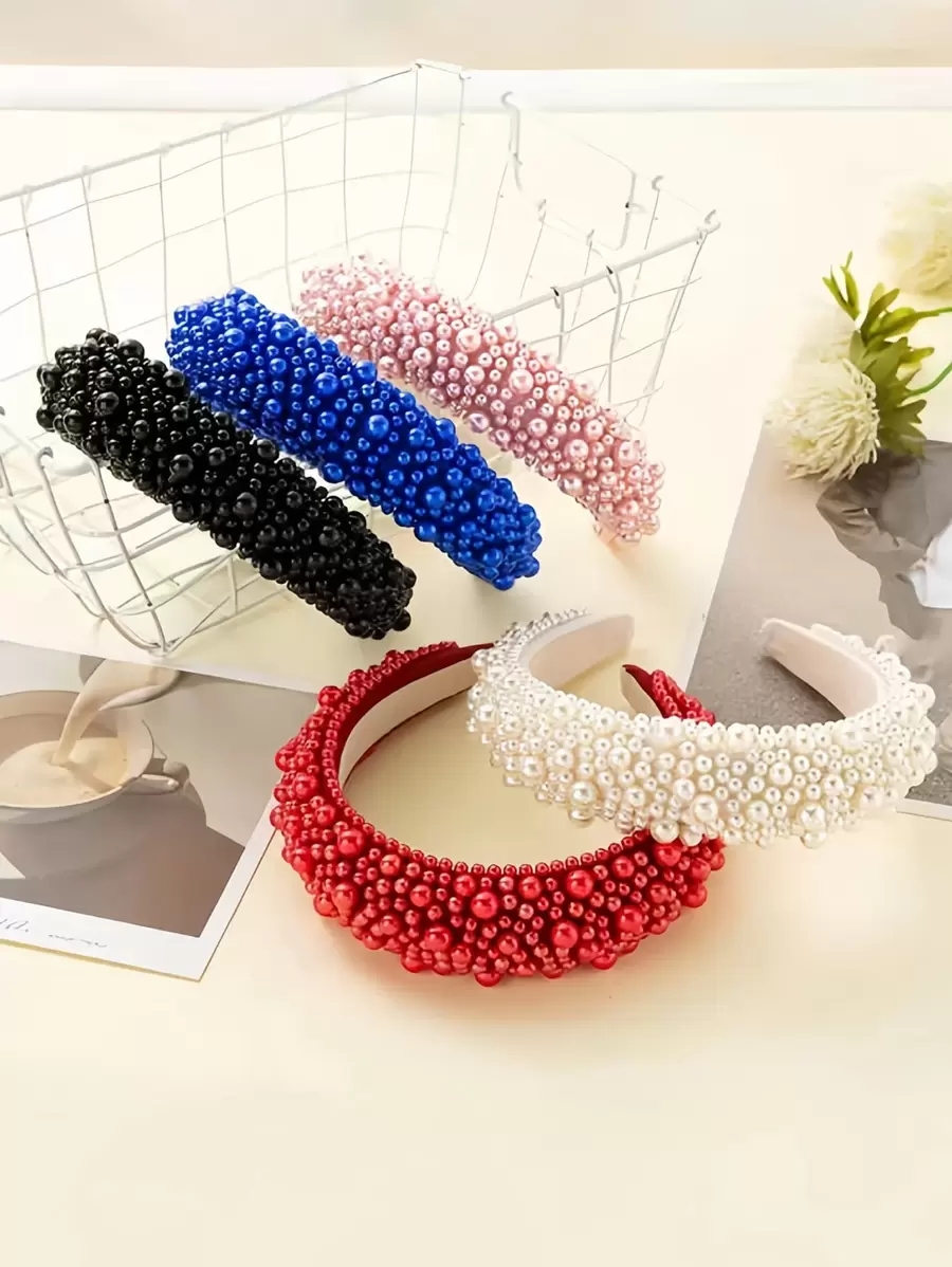 1pc Handmade Baroque Sponge Pearl Hairband, Luxury Fashion Headband, Suitable For Formal Events