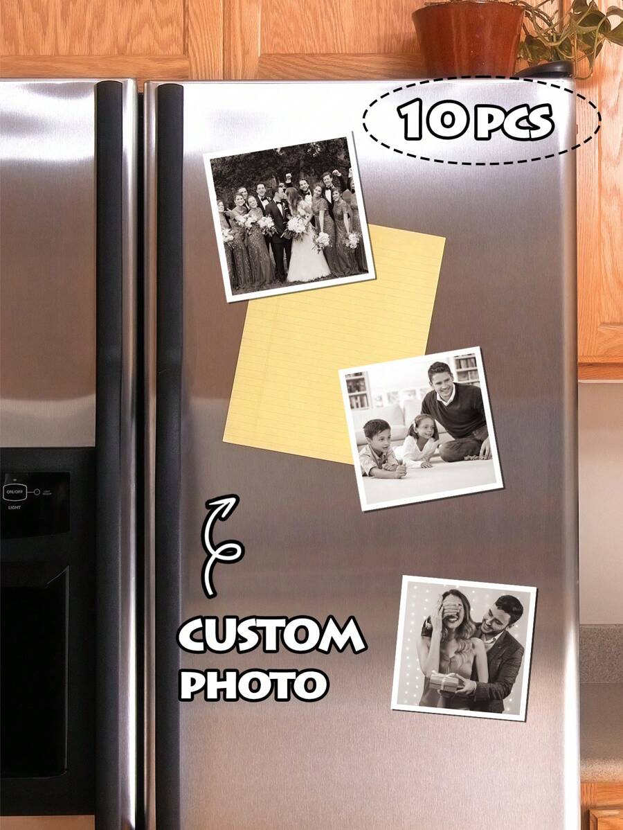 5/10 pièces Aimants de frigo avec photo vintage personnalisés - Décoration magnétique rétro personnalisée grande avec vos photos - Aimants de frigo imperméables pour la maison, les mariages, les fêtes - Parfait comme cadeau d'anniversaire, décoration de Noël, pendaison de crémaillère et célébrations de thème vintage!