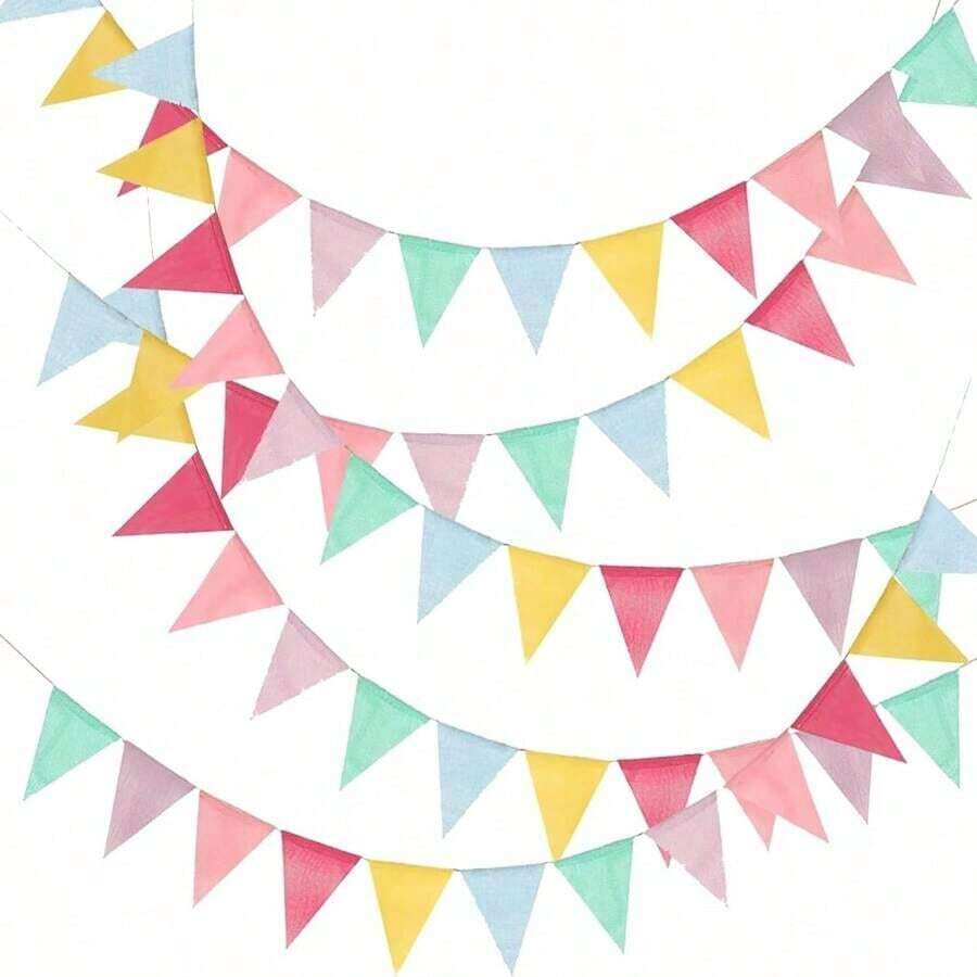 1 pieza Bandera de lino de arpillera de 13 pies con 12 banderas, decoración colgante de banderas de tela de arcoíris de colores, utilizada para fiestas, cumpleaños, decoración de duchas nupciales, fiestas de cumpleaños, aulas, escuelas, carnavales, decoración exterior y del hogar, decoración de fiestas temáticas, regalos de decoración de graduación y cumpleaños, decoración de fiestas
