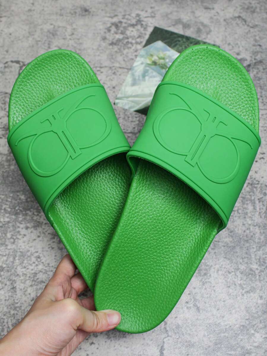 Men's Fashion Slip-On Beach Slippers With Blue Drip Pattern, Wear-Resistant Non-Slip Indoor/Outdoor Sandals For Summer