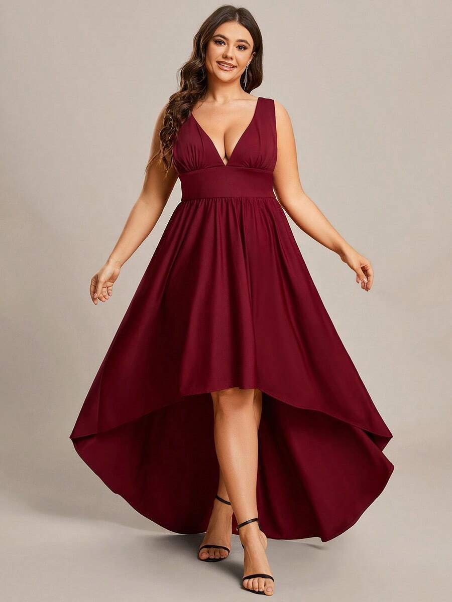 EVER-PRETTY Abito da damigella d'onore elegante oversize a vita alta, senza maniche e vita alta