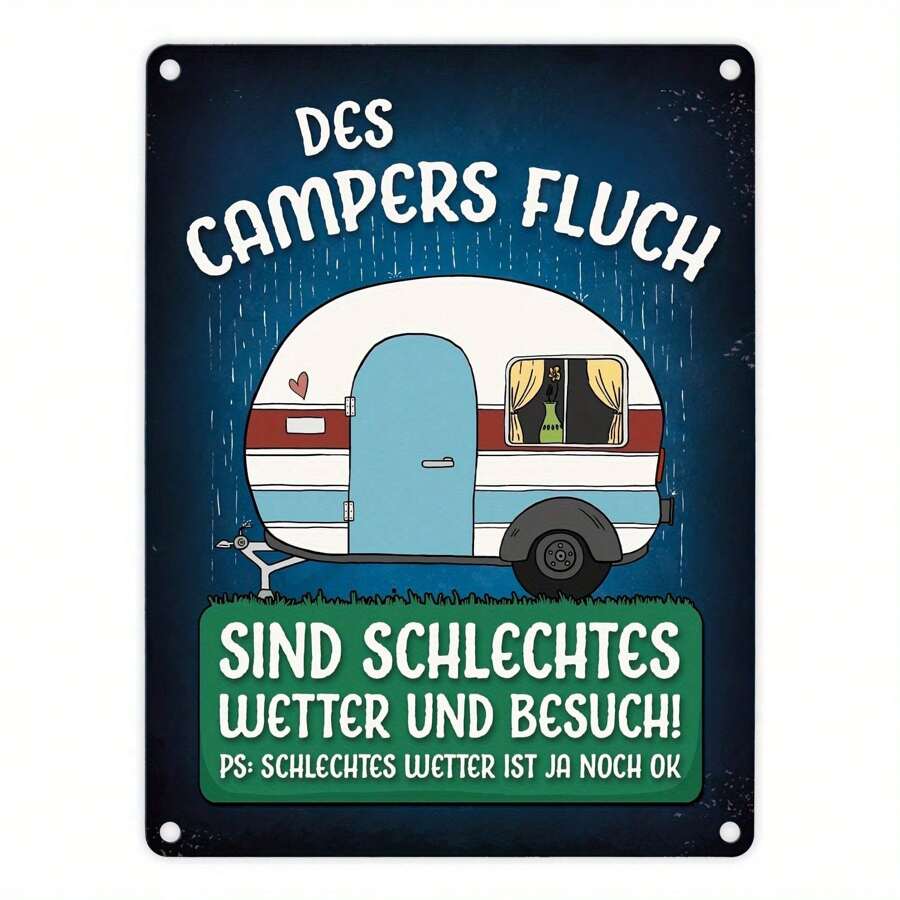 Vibe de camping solamente: Cartel de 6x8 pulgadas con inspiración alemana - Perfecto para el hogar, bar, cafetería y decoración al aire libre. Fácil de montar en la pared, no se necesita electricidad