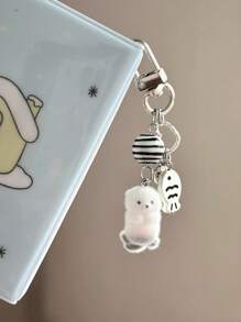 قلادة مفتاح بشكل قطة بحرية كرتونية مخملية مع قلادة سمكة صغيرة، إكسسوار جميل لحقيبة السماعات والسيارة والحقيبة والمدرسة والغوث وال- Y2K