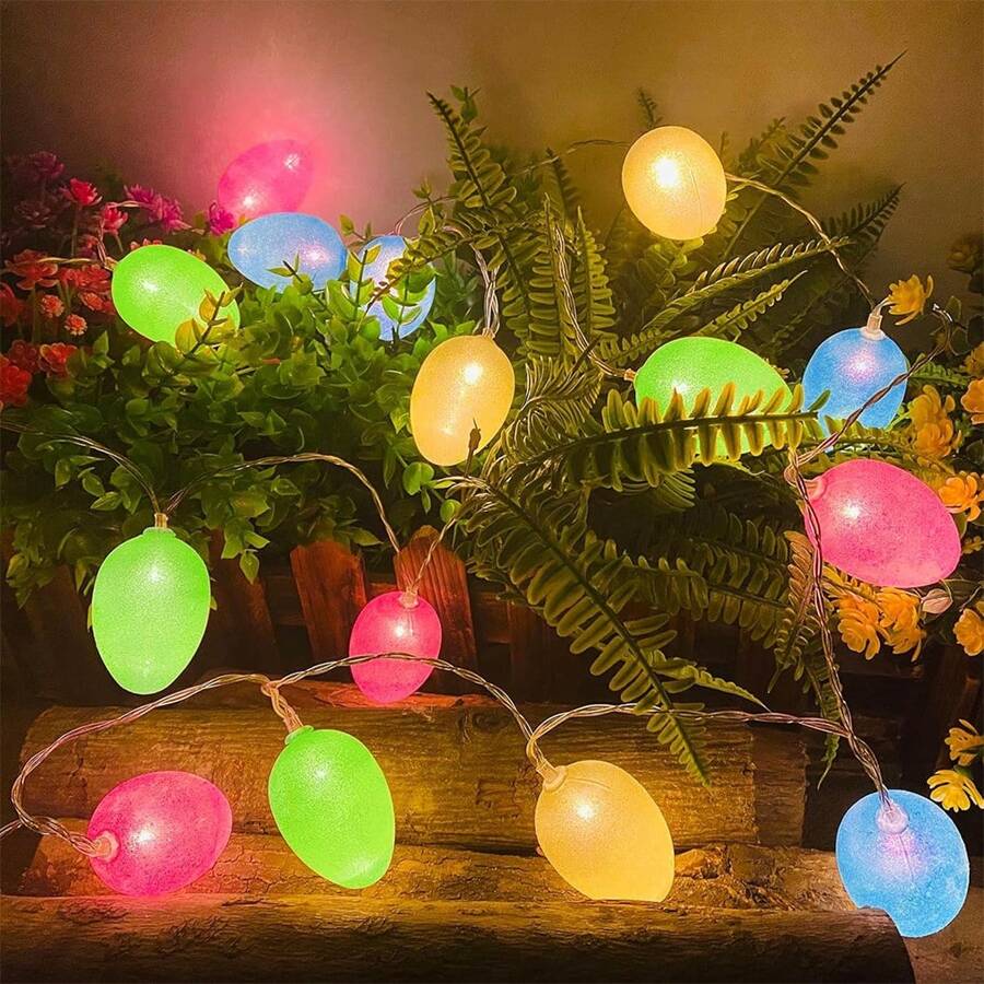 1 st. LED-lichtsnoer in de vorm van een glitterei, decoratieve verlichting voor Pasen, etalage, festivalviering, feest, huis, bar, winkelcentrum, slaapkamer, cadeau (batterij niet inbegrepen)