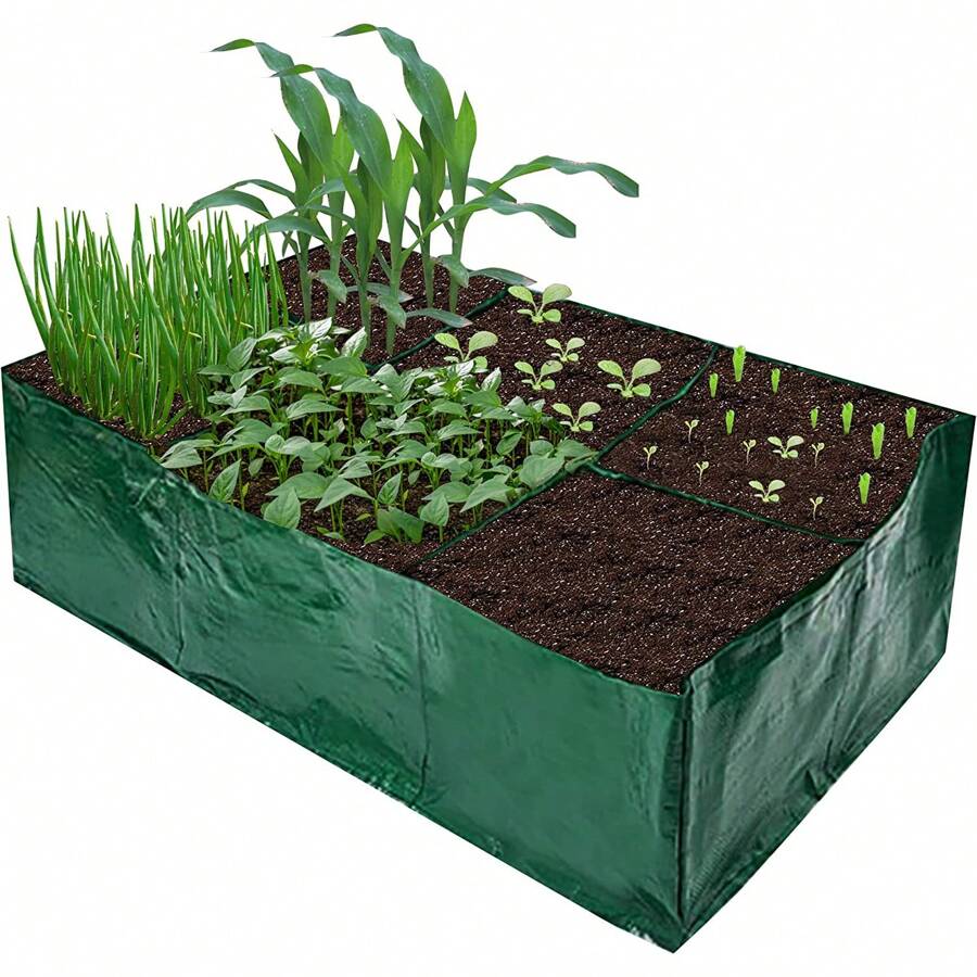 35 gallons Bac de culture surélevé, grand bac à planter en tissu, 6 compartiments bacs de culture, bac à planter respirant pour tomates, poivrons, légumes d'extérieur, herbes et fleurs avec trous de drainage