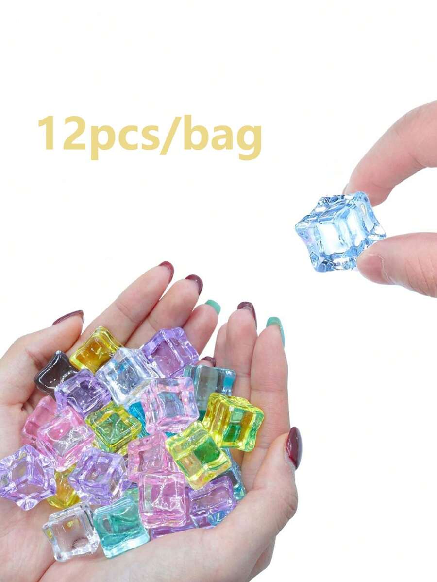 12 pièces de glaçons acryliques de couleur aléatoire - remplissage décoratif réutilisable pour la décoration intérieure, les centres de table et les vases de table de mariage - parfait comme remplissage transparent pour vase !