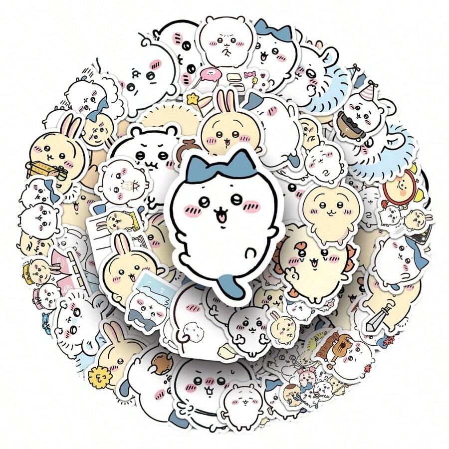 1 Set Of 66 Sheets/1 Set Of 100 Sheets Cute Japanese Anime, Graffiti Stickers, Personalized Cartoon Decorations, Phone Case Stickers, Waterproof UV Varnish, Glossy Film, Matte Film, No Need To Cut, Tear Off And Stick, Stickers