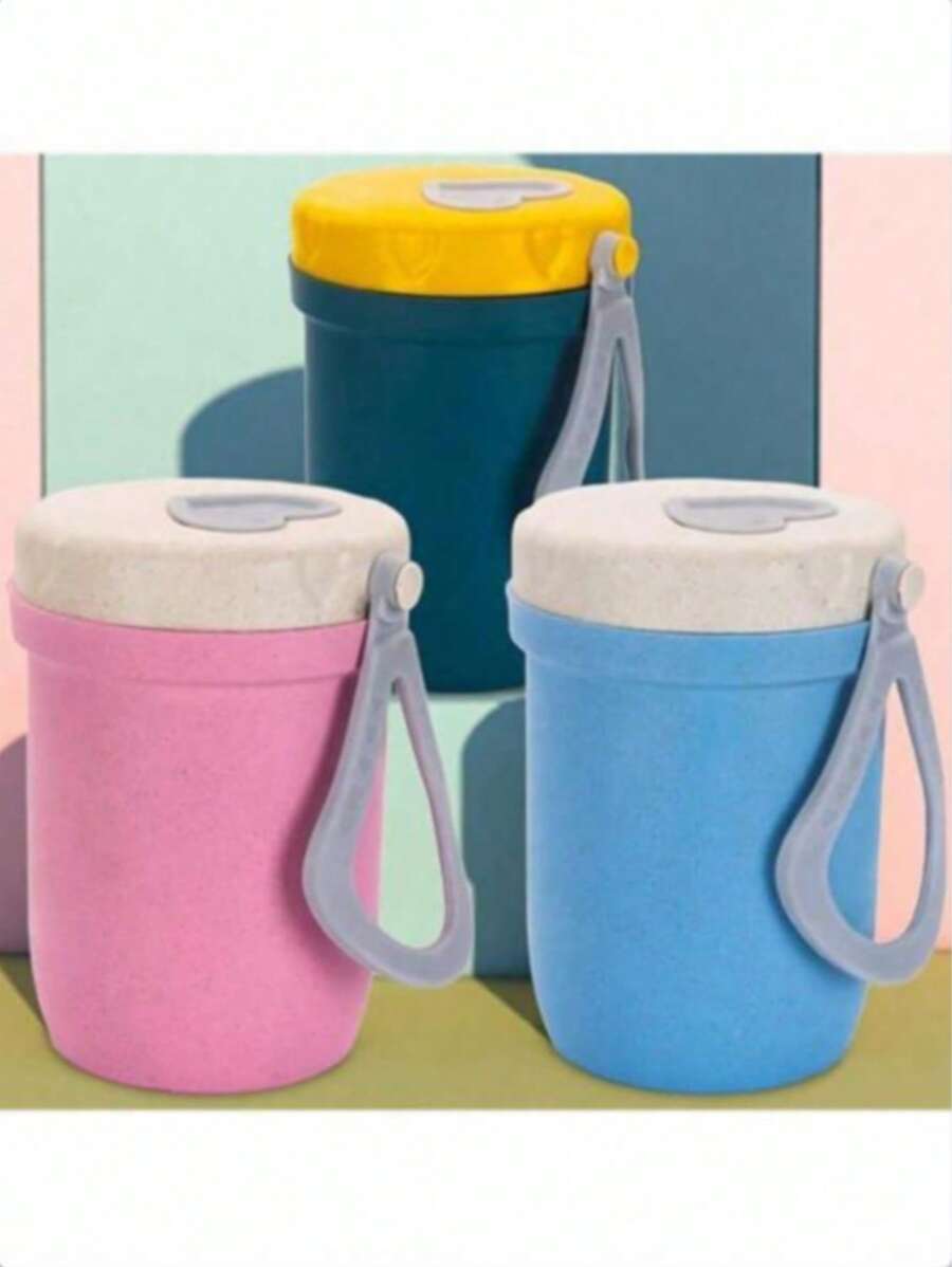 1 pieza Taza aislada para sopa con tapa y asa, práctico juego de taza de avena para estudiantes, apta para escuela, exterior, San Valentín