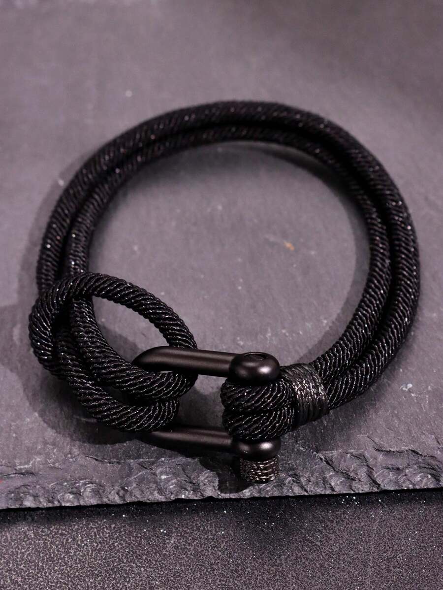 1 szt. Bransoletka Niche Hipster Retro Braided Horseshoe Buckle, Męski codzienny dodatek do biżuterii