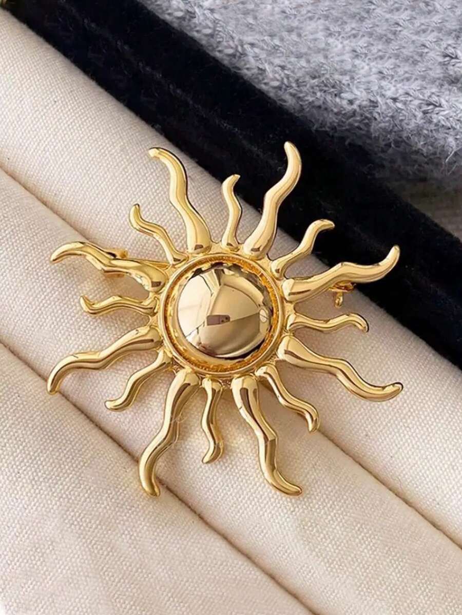 1 Stück glatte Katzenaugen-Geometrie Brosche aus Zinklegierung, Gold & Silber