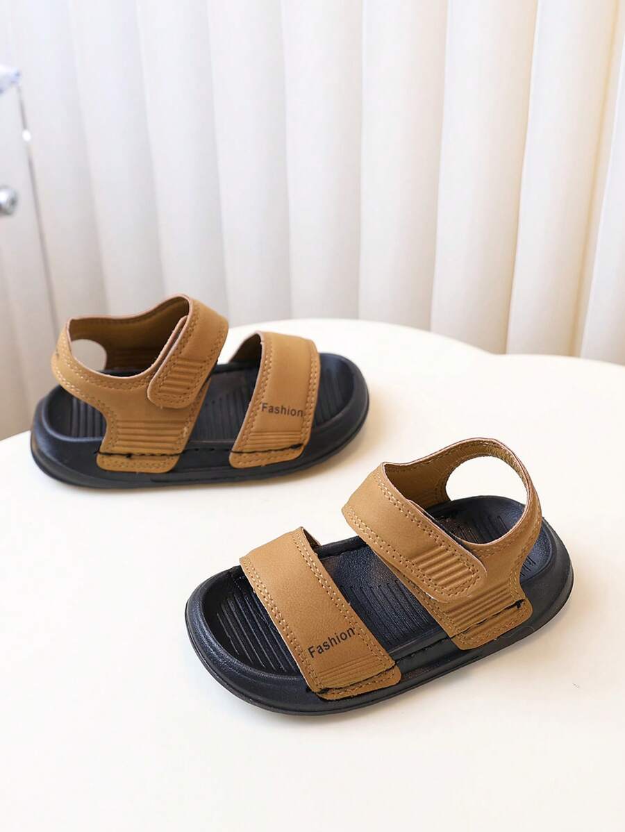 1 Par de Sandalias de unicolor de PU con punta abierta, de secado rápido, transpirables, de moda, hechas a mano, con cierre de conveniente, adecuadas para niño, niña, niños, para playa/interior exterior/exterior/festivales, primavera/verano