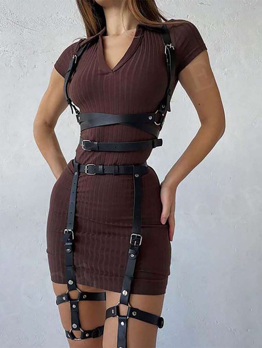 Lencería gótica de corsé de Body completo ajustable con liga, corsé decorativo de cintura tipo "cintura de avispa" de estilo punk