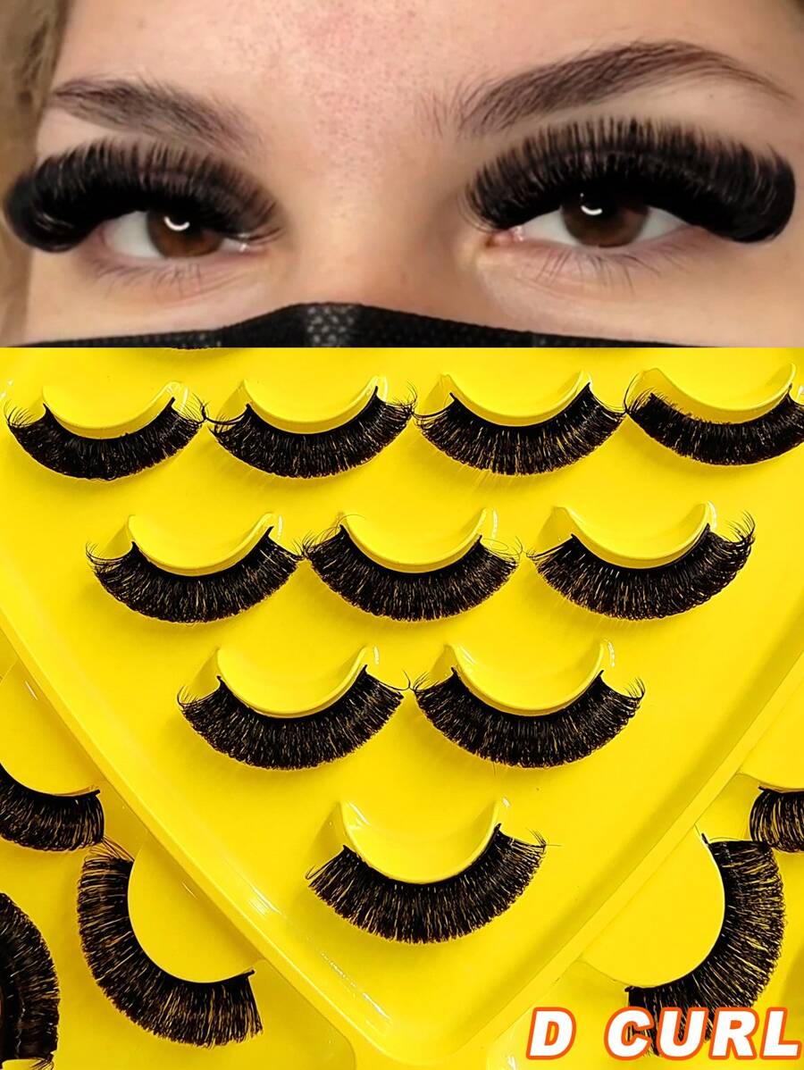 Asiteo 9 Pairs Fluffy Thick Russian Strip Lashes - D Curl Faux Mink Lashes Pack For Long-Lasting, Natural-Looking Eyelashes