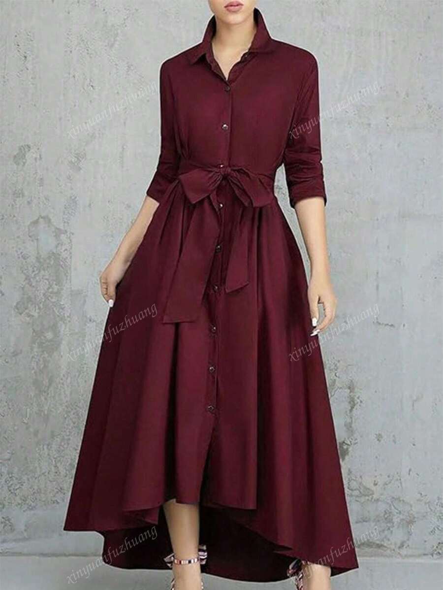 Plus Size Women Solid Simple Fashionable Dress, Suitable For Summer