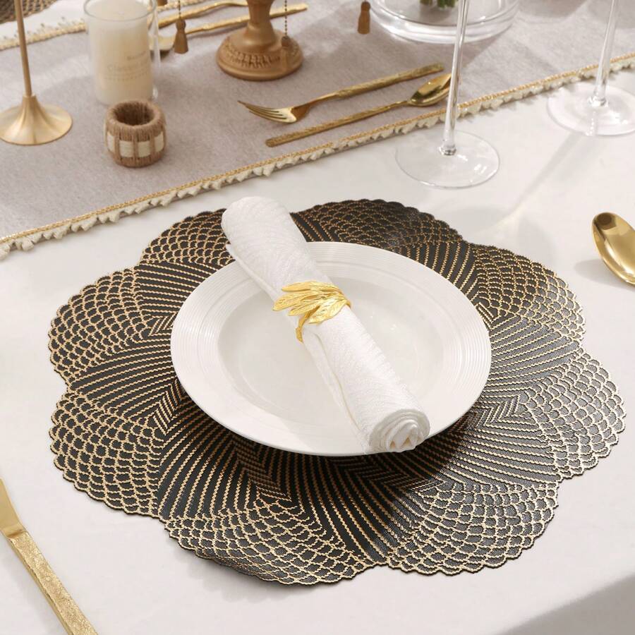 1 pièce/4 pièces/6 pièces Sets de table décoratifs à pétales rotatifs, imperméables, résistants à la chaleur, antidérapants, sets de table en PVC pour la salle à manger, les fêtes, les mariages, la décoration des vacances