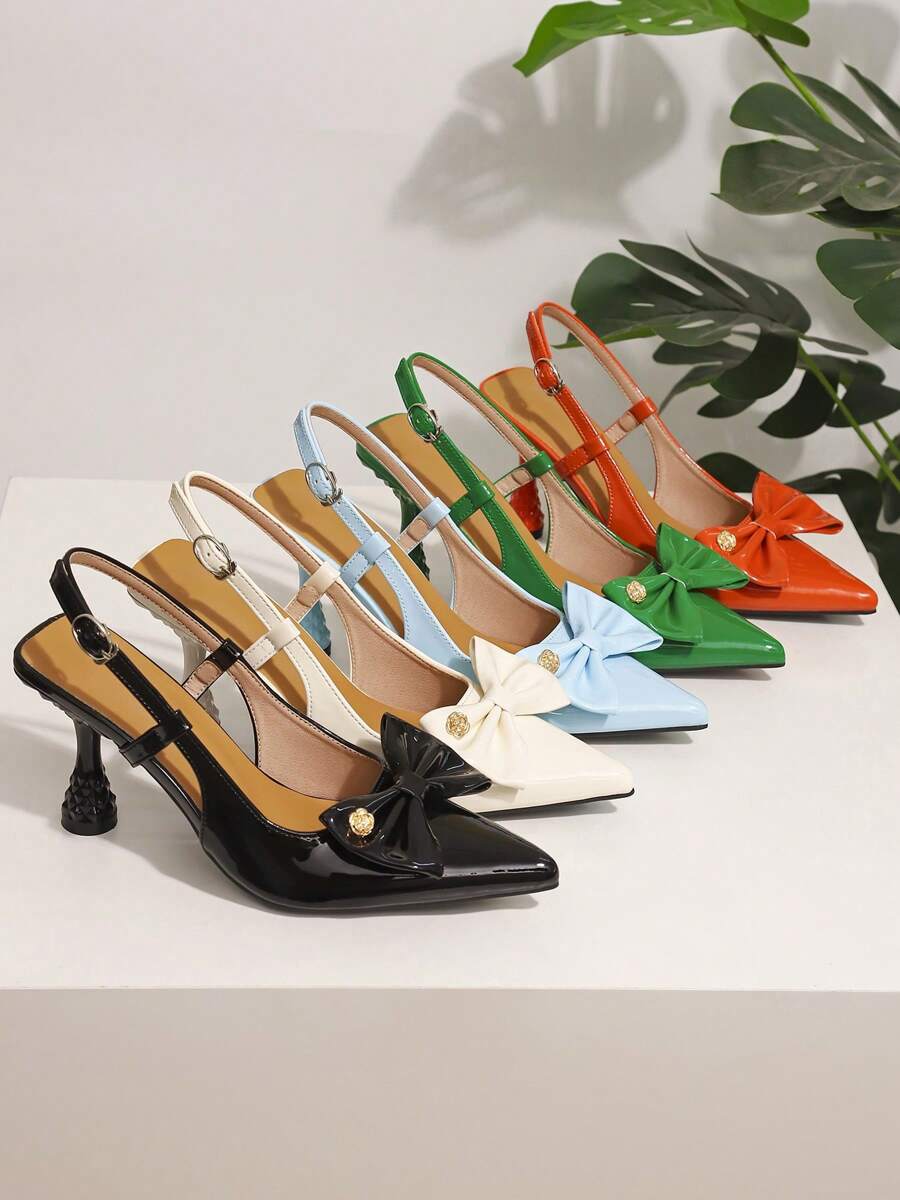Sandalias de tacón alto con punta afilada de estilo europeo y americano, con diseño de liberalismo romántico y decoración de mariposa. Sandalias de tacón alto versátiles para damas con diseño de piña y copa de vino, cómodas y de fácil deslizamiento para la oficina/fiesta.
